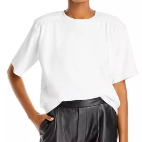 REMAIN Birger Christensen white Verona padded shoulder short sleeve tee - Picture 11 of 11